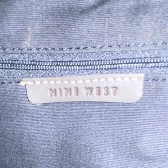 Nine West Women’s Denim With Brown Leather Strap & Gold Hardware Tote Bag Sz S - Picture 9 of 11